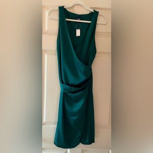 NWT Gap Satin Mini Wrap Dress Emerald Green